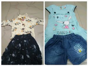 Girl's Leaf Print Top and Skirt Set