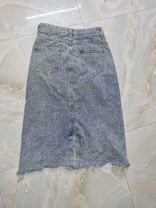 denim high low skirt rucked