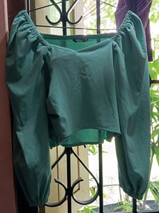 Mint Green Long Sleeve Crop Top