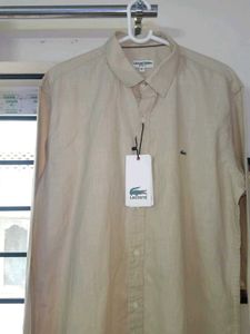 BRAND NEW LACOSTE BEIGE COTTON SHIRT