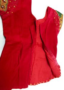 Pure Silk Hand Embroidery &amp; Aari Work Lehenga Set