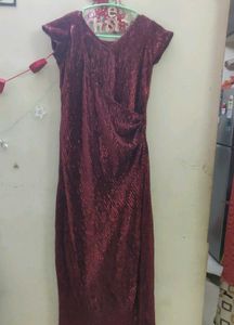 Gorgeous Mat Glitter ish Burgundy Full Gown