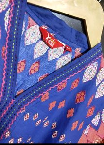 Blue🔵 Printed Cotton Kurti For 42 Bust