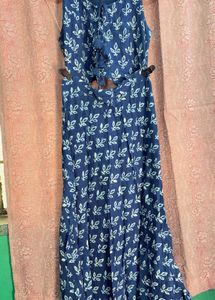 Blue Printed Crop Top with Skirt Co-ord set