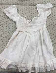 Cream Cottagecore Mini Dress
