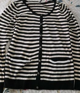 Striped Button-Down Cardigan