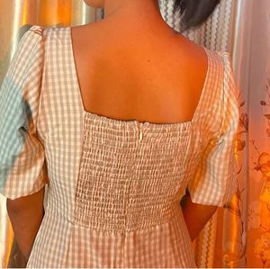 Gingham Puff Sleeve Mini Dress