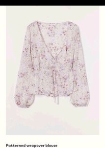 wrapover blouse top purple flower