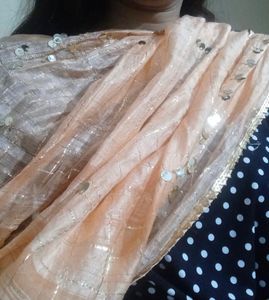 Light Orange Dupatta With Sequence Work