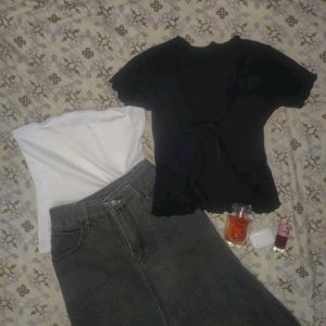 Savana White Tube Top + Black Tie-Up Tee