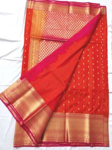 Orange &amp; Pink Pattu Saree