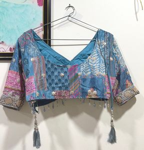 Blue Patchwork Lehenga Skirt