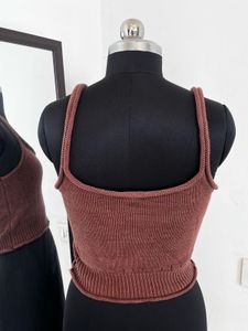 Cropped Knit brown Tank Top