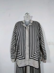 Off WHITE  And Black Striped Co-ord