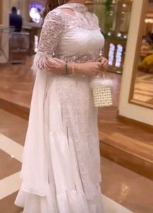 3 Set Flared designer hot stylish White Kurta Se