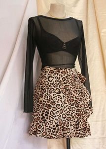 Forever 21 Leopard Print Ruffle Wrap Around Skirt