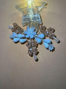 Floral Hair Comb with Crystals and Pearls, Silver