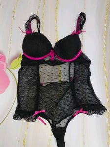 (1200)Black & Pink Lingerie Set