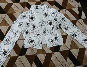 White Floral Crop Cut Top