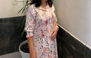 cotton floral pastel pink dress