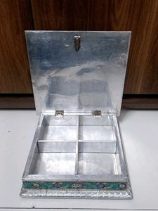 Silver Coated Peacock Themed Multipurpose Box
