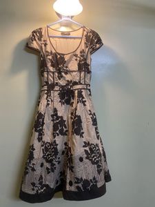 Classic Floral Brown Dress 80s Style