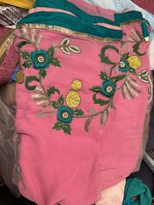 pure chiffon pink saree