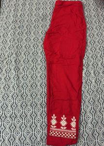 Red Embroidered Kurta Set