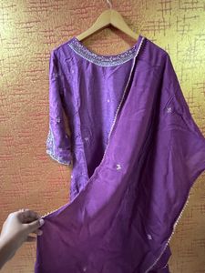 Purple hand work Kurta
