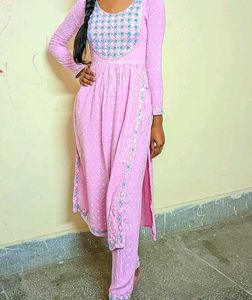 Pink Printed Kurta Set