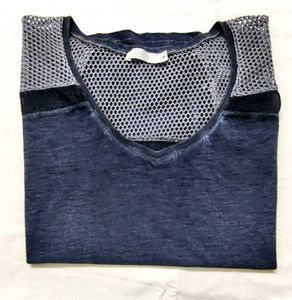 Dyed T-Shirt with Net Detail
