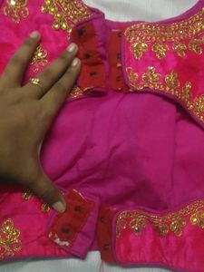 Pink Embroidered sleeveless Blouse