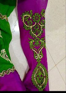 💚💜 Purple And Green Wedding Beautiful Long Frock