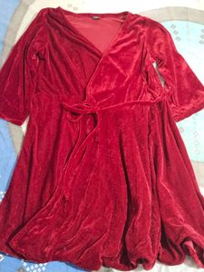 Red Velvet Wrap Dress