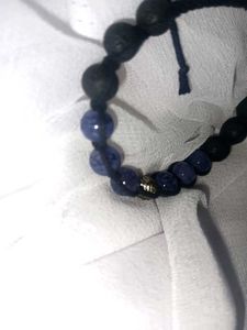 Lava Stone &amp; Blue Bead Bracelet