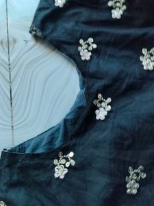 Black And Golden  Net Kurta