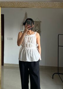 White Eyelet Top with Tie Knot detailing