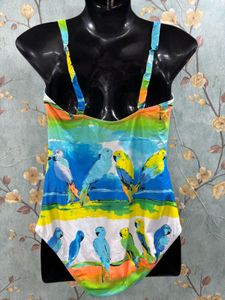 Tropical Bird Print One-Piece Swimsuit