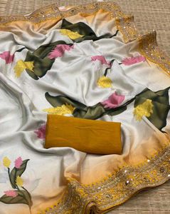 BEAUTIFUL SOFT CHINNON SILK SAREE