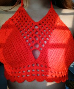 new crochet halter top for beach or to wear inside a jacket. You can customise colour and size.