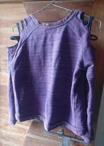 Purple Graphic Cutout Top