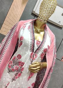 Heavy Cotton Embellished kurta Set With Dupatta
