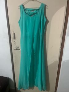 Elegant Teal Maxi Long top With Slit