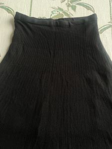 Black Knit A-Line  Skirt, Stretchable