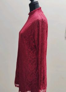 Maroon Lace Long Sleeve Top