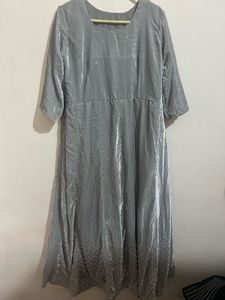 Elegant Silver Velvet Gown