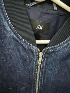 H&amp;M Dark Wash Denim Bomber Jacket