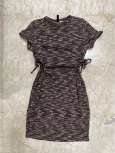 Brown Patterned Mini Dress