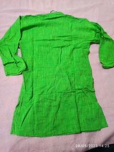 Green Cotton Kurta For Boy