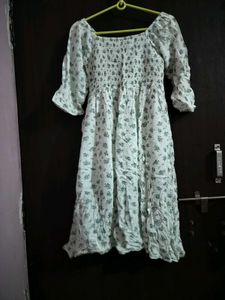 Floral Puff Sleeve Dress with Pockets – Size S